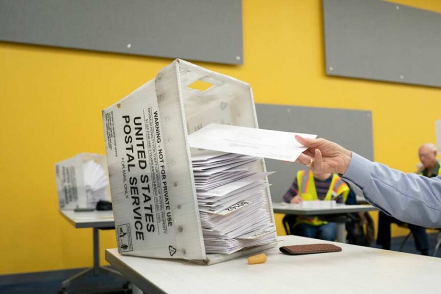 Absentee ballots are prepared to be mailed at the Wake County Board of Elections on September 17, 2024 in Raleigh, North Carolina. (Photo by Allison Joyce/Getty Images)
