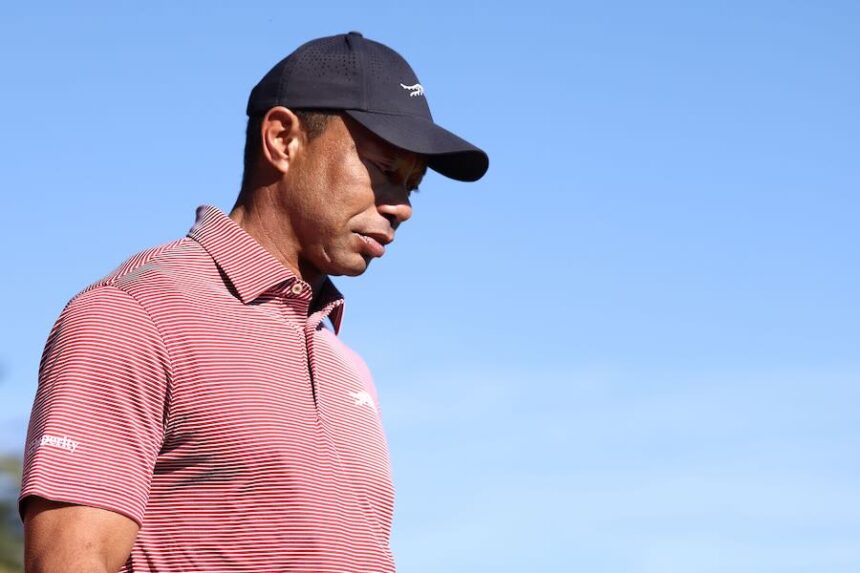 Tiger Woods looks on from the 18th green during the final round of The Genesis Invitational 2026 at Riviera Country Club on Feb. 22 in Pacific Palisades, California. Woods appeared in court, Wednesday, Sept. 2, 2026, to change his plea to "no contest" on charges of driving under the influence.