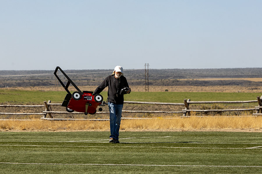 Club member Jim Dokos recovering his flying lawn mower at the Desert Eagles's new flying field. | Daniel V. Ramirez, EastIdahoNews.com