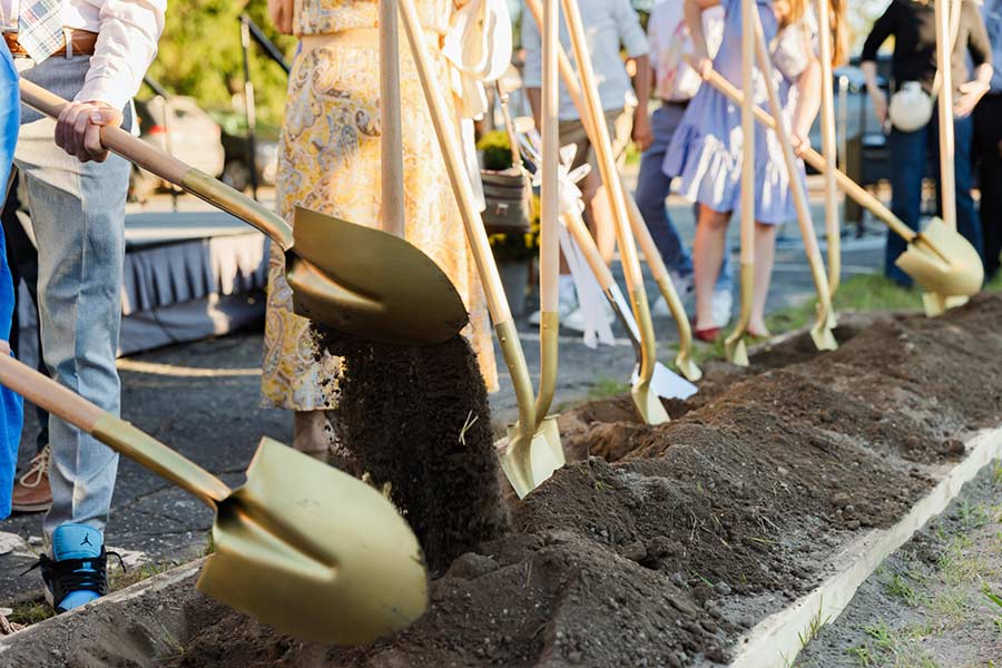 Attendees turn the soil at the groundbreaking ceremony for a new chapel of The Church of Jesus Christ of Latter-day Saints in Grand Blanc, Michigan, on Monday, September 28, 2026. | The Church of Jesus Christ of Latter-day Saints