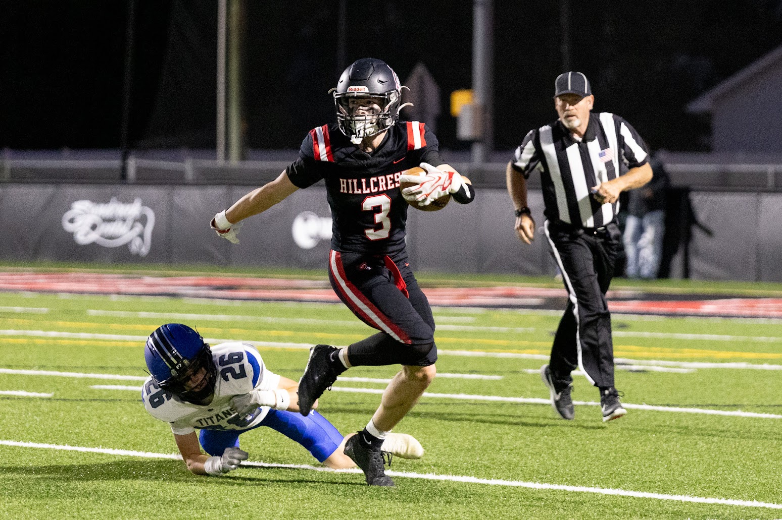Hillcrest's Ethan Saunders looks for running room. | Courtesy Amy Ward.