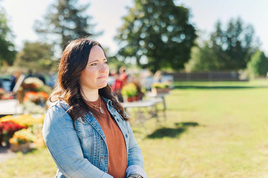 Church member Cindy Hougaboom during an interview after the groundbreaking. | The Church of Jesus Christ of Latter-day Saints
