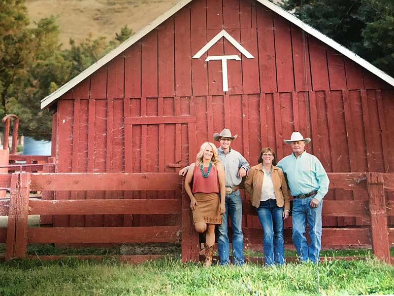 Jessie Jarvis, left, with her husband, Justin, and her parents, Kim and Allen Thompson, at the Rafter T Ranch near King Hill. They all work together on ranch operations. | Courtesy Steve Stuebner