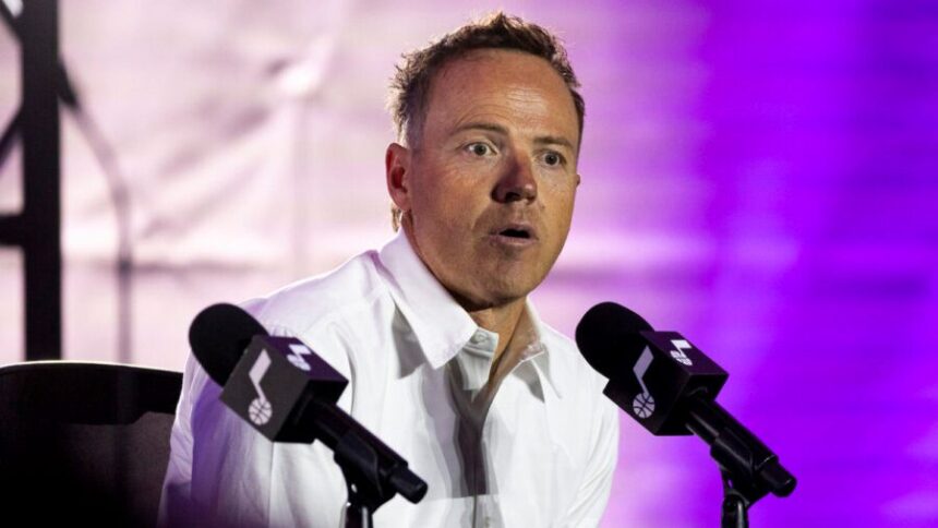 Ryan Smith, owner of the Utah Jazz and CEO of Smith Entertainment Group, speaks during an introductory press conference for Darryn Peterson held at the Zions Bank Basketball Campus in Salt Lake City on Saturday, June 27, 2026. (Photo courtesy of Isaac Hale, Deseret News)
