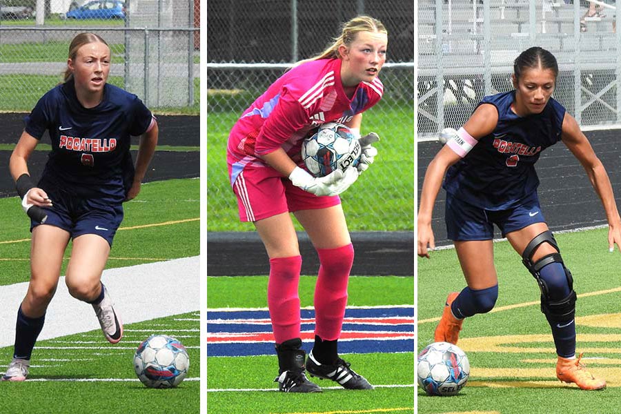 pocatello girls soccer (left to right) Brynlee Pool, Madysen Torngren, Aryanna Gonzalez