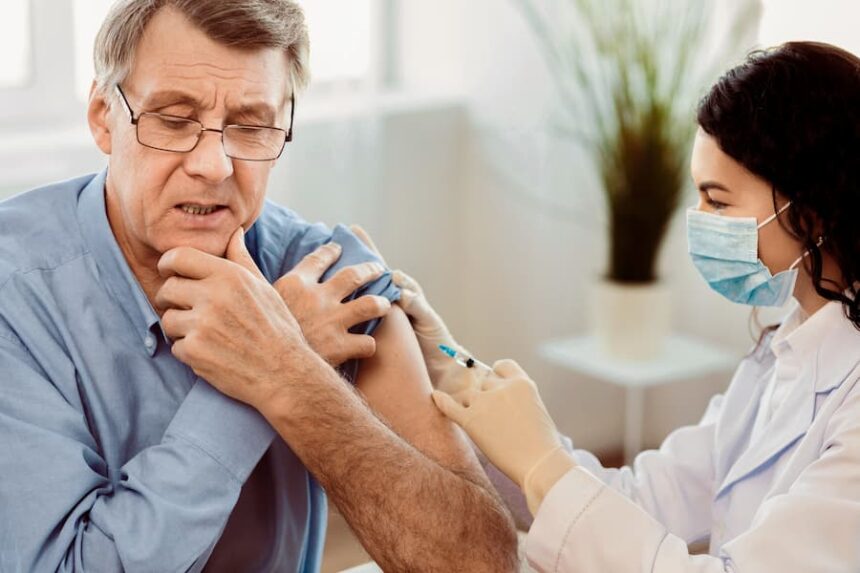 senior man gets vaccine