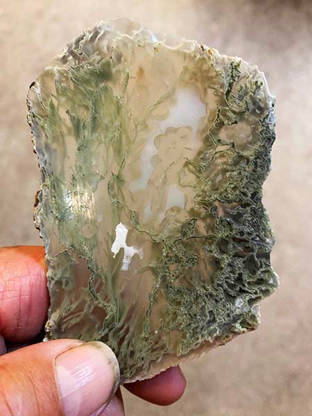Rock slabs like this gem specimen moss agate will be for sale at the 14th Annual club sale next Saturday at the Bonneville County Fairgrounds. | Bill Schiess, EastIdahoNews.com