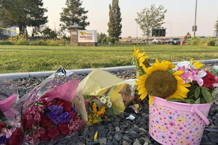 flowers as memorial for shooting victims