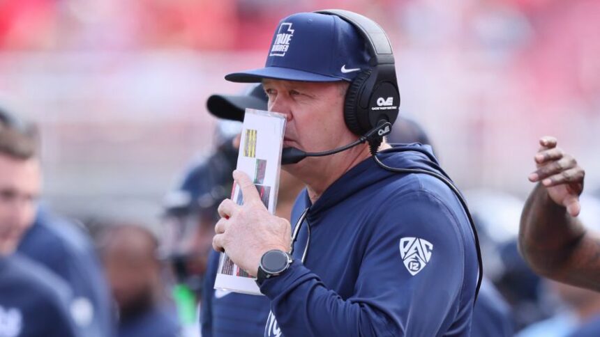 The Utah State Aggies are preparing to host the Troy Trojans as they seek their first win of 2026. (Photo by Chris Gardner/ Getty Images)