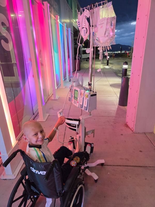 DJ is pictured at the hospital during treatment. | Courtesy Megan Theorine