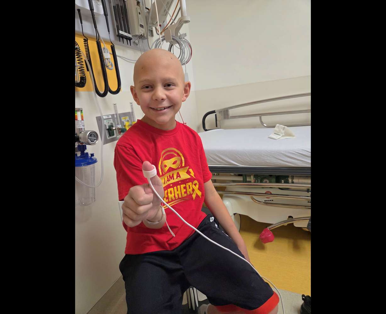 DJ is pictured at the hospital during treatment. | Courtesy Megan Theorine