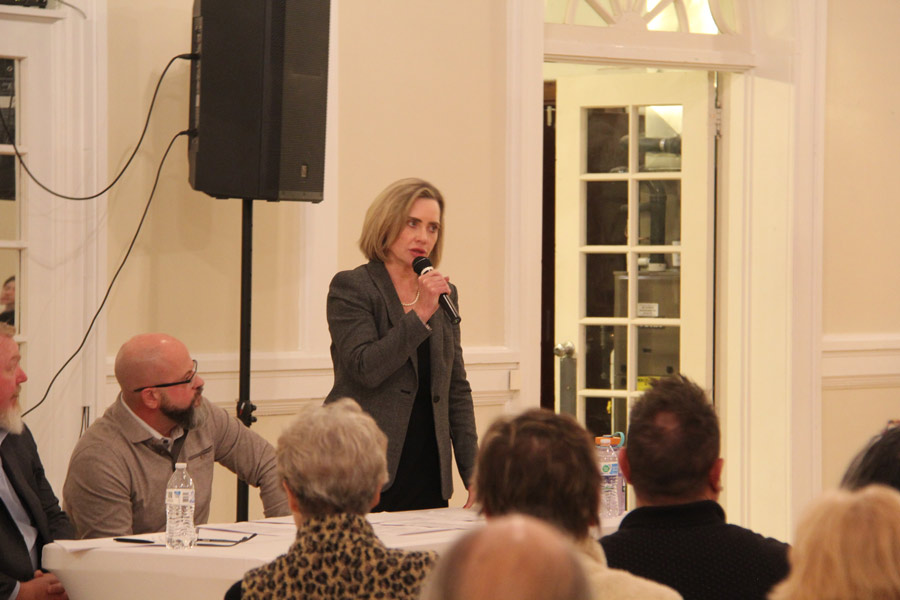 Shea answers a question during the town hall.