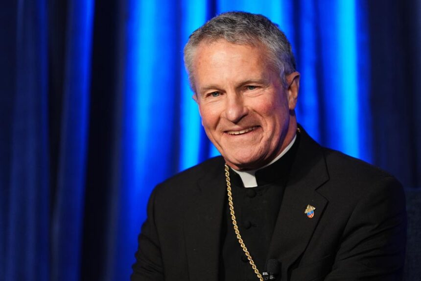 Military Services Archbishop Timothy Broglio, the president of the United States Conference of Catholic Bishops, speaks during a press conference at a plenary assembly in Baltimore on Nov. 11, 2025. | Stephanie Scarbrough, Associated Press