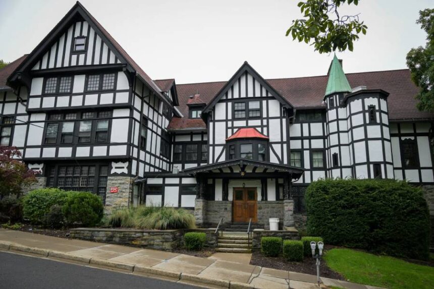 The Chi Phi fraternity house at Cornell University in Ithaca, New York, on Sept. 28, 2026.