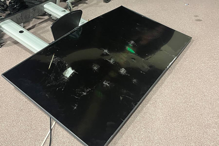 A broken television.