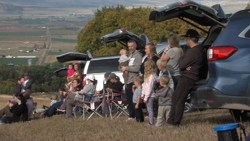 A former Utah State University student and a group of history buffs gathered at a Cache Valley farm on Saturday to launch a homemade trebuchet built using medieval techniques. (Photo: Brian Champagne, KSL)