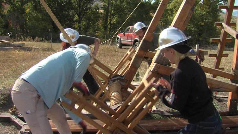 A former Utah State University student and a group of history buffs gathered at a Cache Valley farm on Saturday to launch a homemade trebuchet built using medieval techniques. (Photo: Brian Champagne, KSL)