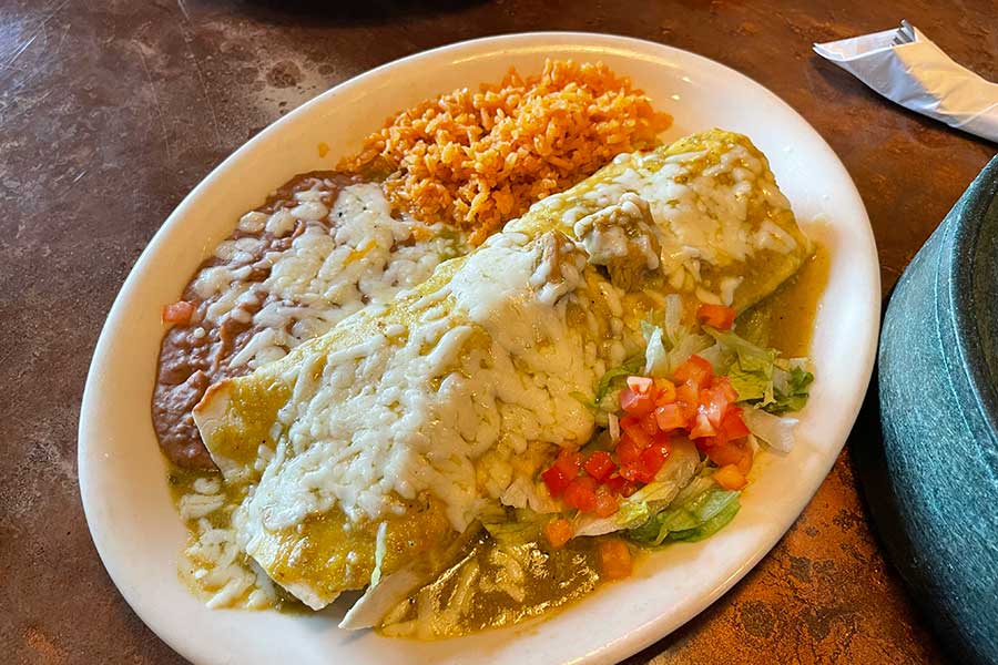 The pork en salsa verde burrito at Cielito Lindo.