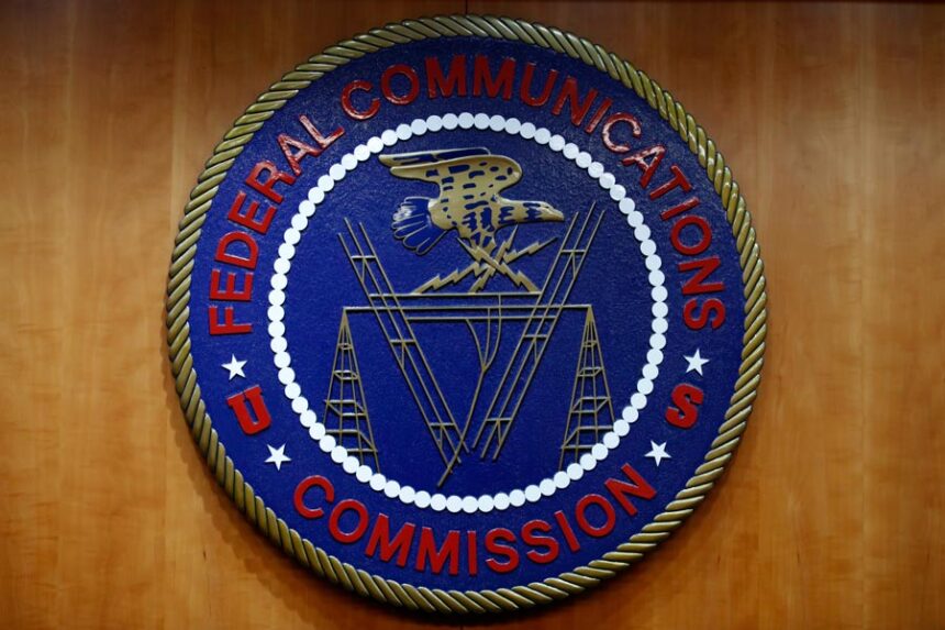 The seal of the Federal Communications Commission (FCC) is seen before an FCC meeting to vote on net neutrality, Dec. 14, 2017, in Washington. | Jacquelyn Martin, Associated Press