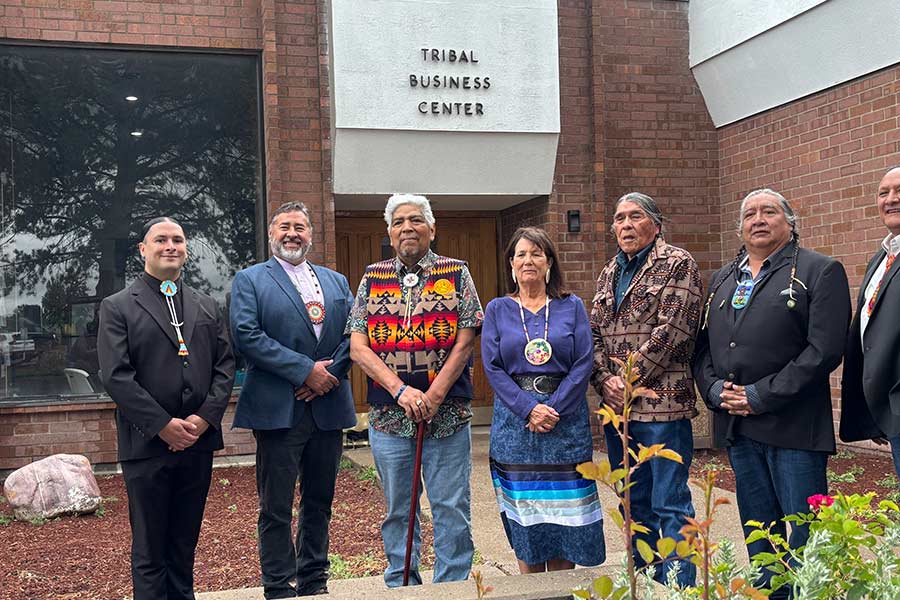 Ladd Edmo stands with the Fort Hall Business Council.