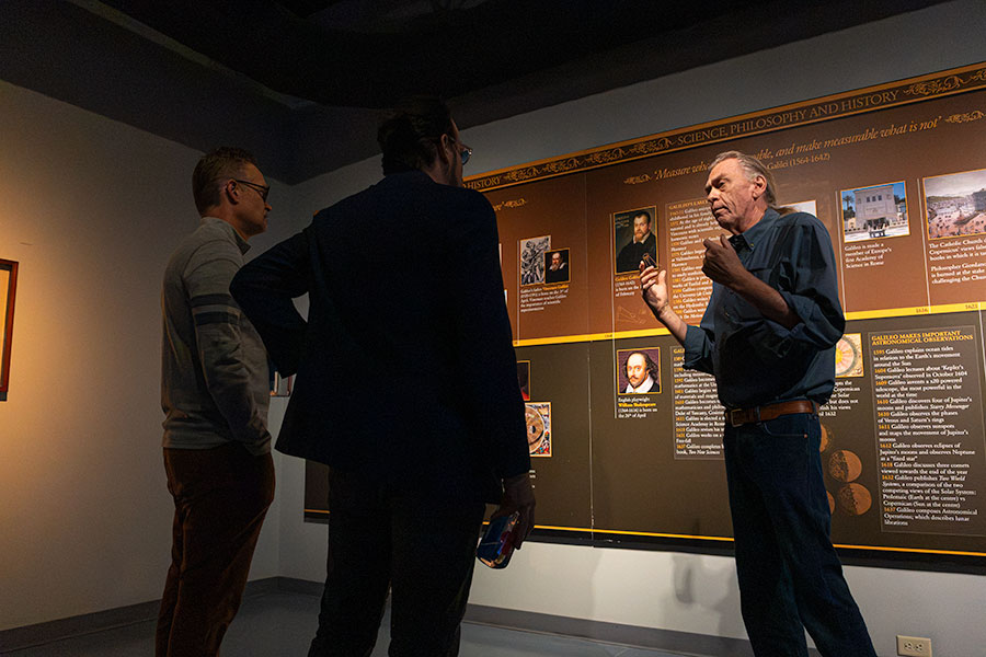 Rod Hansen, director of exhibitions for the Museum of Idaho, talking with members of local media of the institutions newest exhibit on Galileo. | Daniel V. Ramirez, EastIdahoNews.com