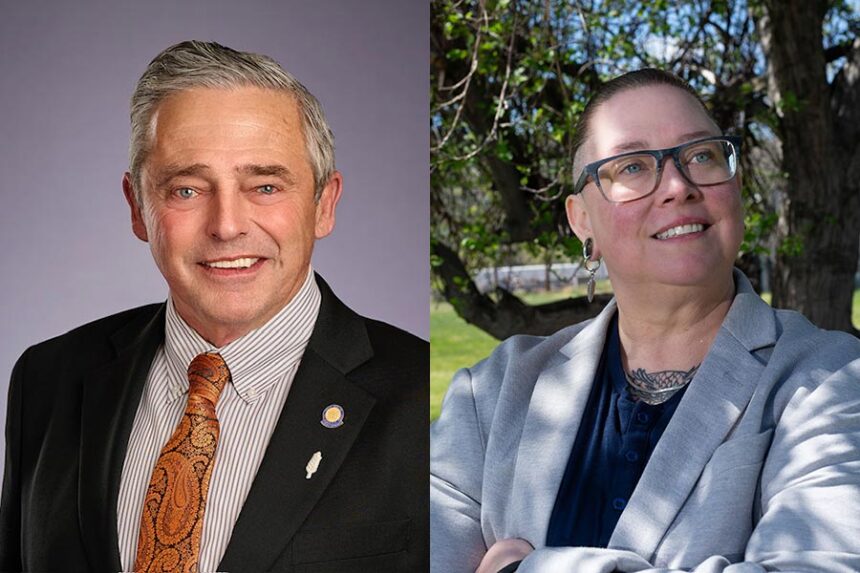 Senator Jim Guthrie (right) and Mandy Peace (left).