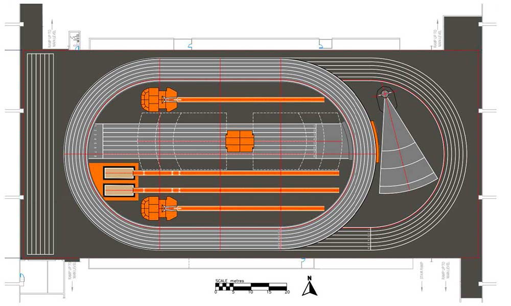 A schematic of the new track at ISU's ICCU Dome. | Courtesy ISU