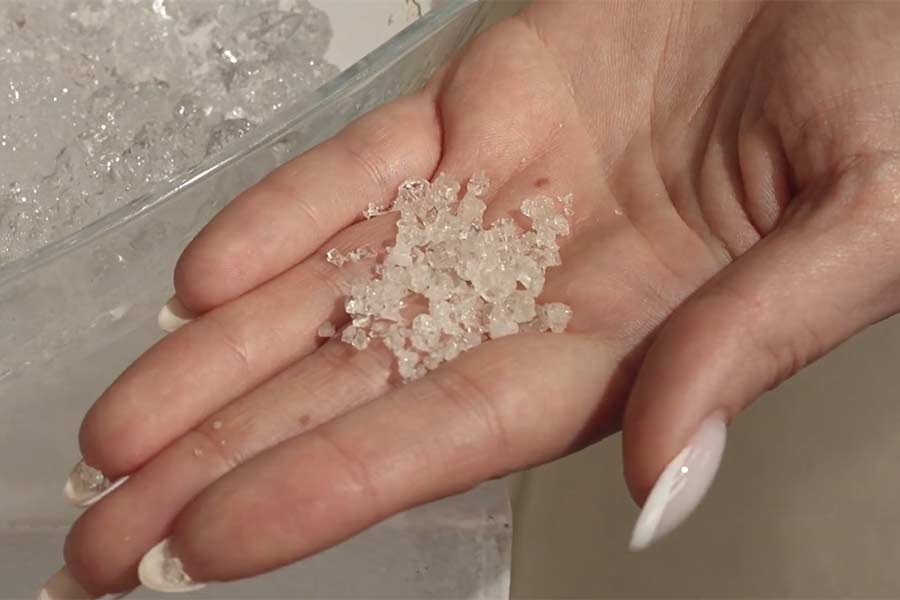 Godsey says InteliGel holds up to 2,000 times its weight in water. | Courtesy Green Evolution Technologies