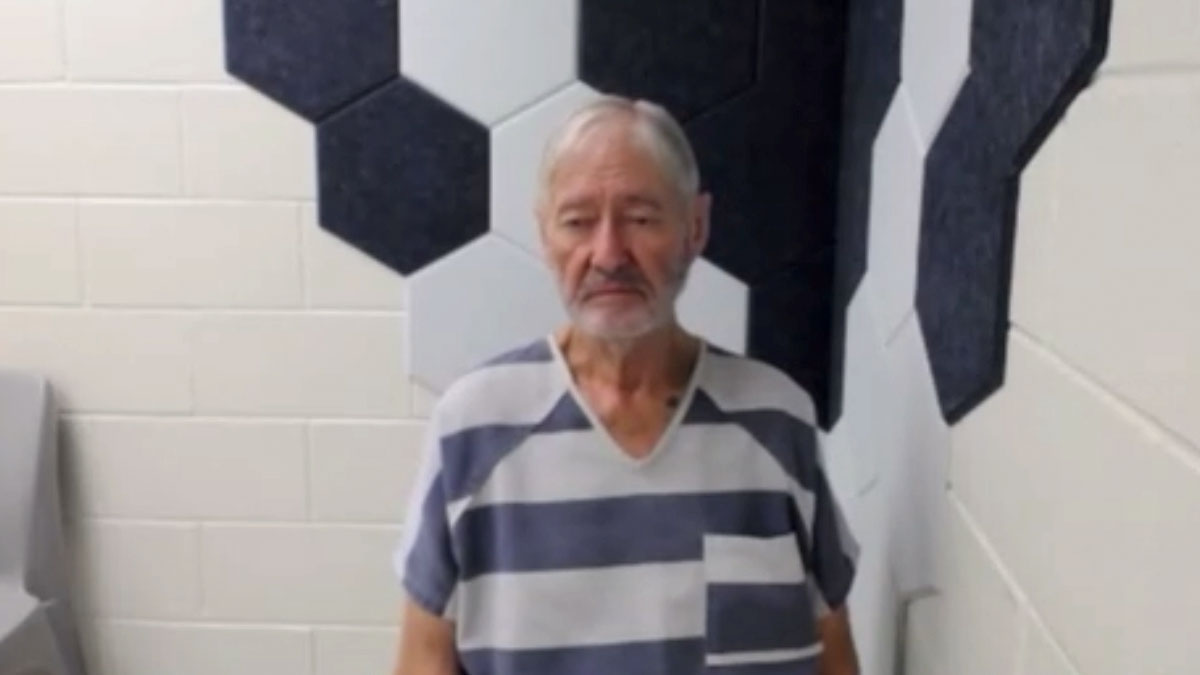 Former East Layton police officer Tom Jackson, 68, appears at an online court hearing via web camera from jail. Jackson has been convicted of multiple child sex crimes and some believe he may have been involved with the 1975 disappearance of Nancy Perry Baird.