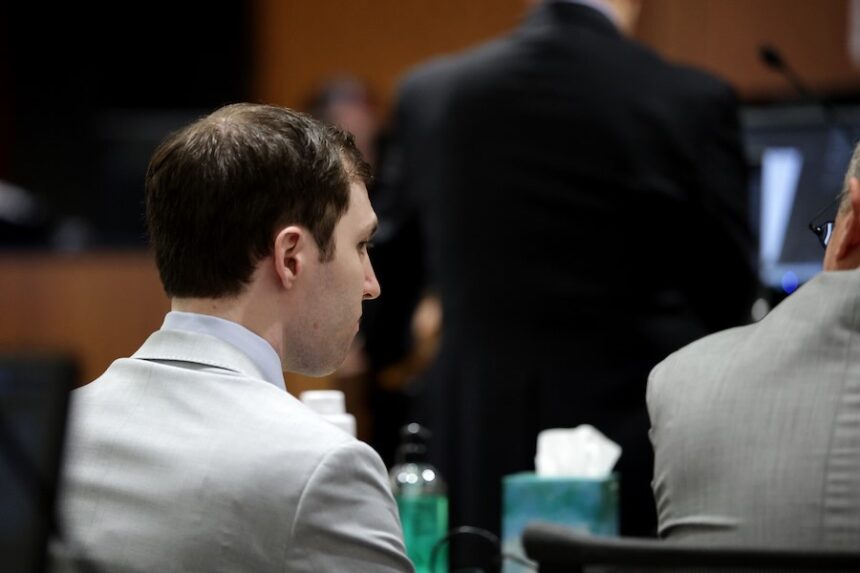 Tyler Robinson, 23, who is charged with aggravated murder and six other counts in the Sept. 10, 2025, fatal shooting of conservative commentator Charlie Kirk at Utah Valley University, appears at a pretrial hearing in 4th District Court, Friday, Oct. 23, 2026, in Provo, Utah.
