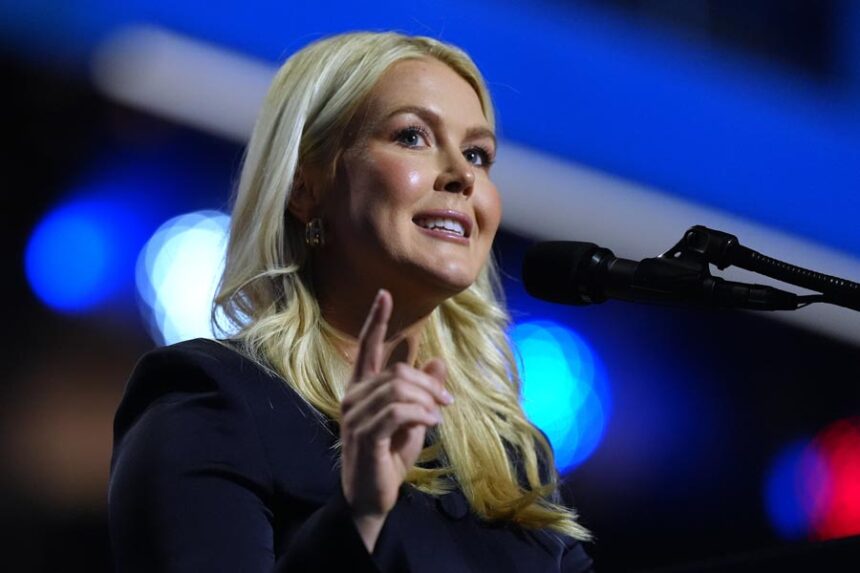 Former White House press secretary Karoline Leavitt speaks at the Republican convention, Thursday, Sept. 10, 2026, in Dallas. | Jacquelyn Martin, Associated Press
