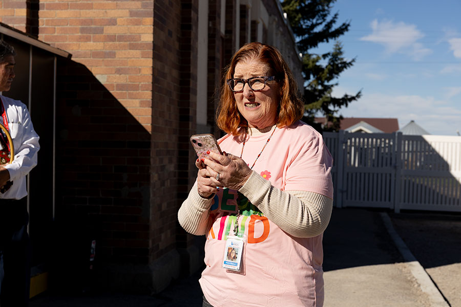 Mary Weaver, educational manager for the Community Council of Idaho Seasonal Head Start Program, during the ribbon cutting of La Estrellita's new playground. | Daniel V. Ramirez, EastIdahoNews.com