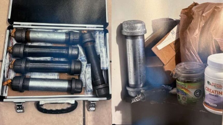 Photos show the pipe bombs and other materials allegedly found in Skyler AJ Rose's possession.