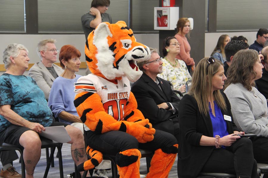 Benny the Bengal waits patiently for the agreement to be signed.