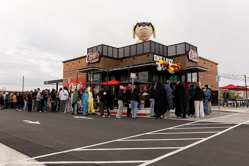Over a hundred community members braved the cold fall weather to be the first one's to try Raising Cane's newest location in Idaho Falls. | Daniel V. Ramirez, EastIdahoNews.com