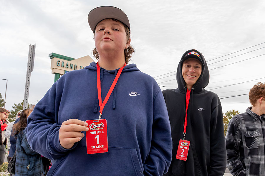Bonneville Technical Careers High School Sophmore Knoxx Summers (left) and his friend Aiden Foster, a sophmore at Thunder Ridge, were the first two in line, braving the cold fall weather. | Daniel V. Ramirez, EastIdahoNews.com