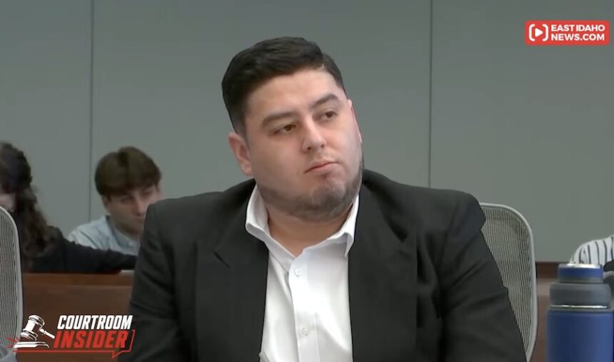Miguel Salguero-Olivares listens to witness testimony, Thursday, Oct. 16, 2026, during his murder trial at the Durham County District Court in Durham North Carolina.