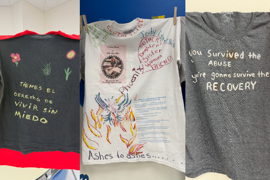 Some of the shirts made during the sixth annual Clothesline Project at College of Eastern Idaho. | Courtesy Brenna Pincock