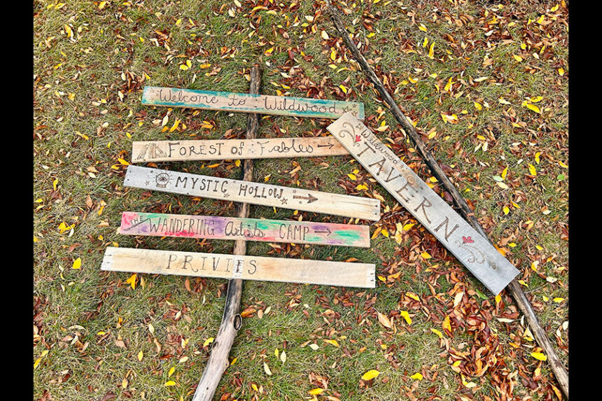 Signs made by co-organizer Heather Rose for the Wildwood Fantasy Faire this weekend to guide event goers to vendors, food stalls and events. | Courtesy Heather Rose