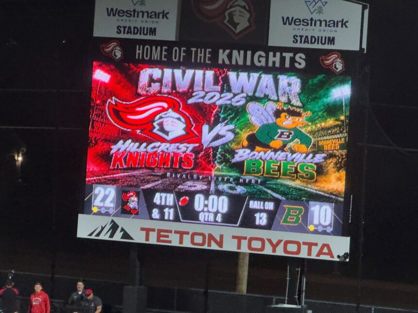 Hillcrest rallied to beat Bonneville in the Civil War rivalry game. | Bonneville School District 93 Facebook page.