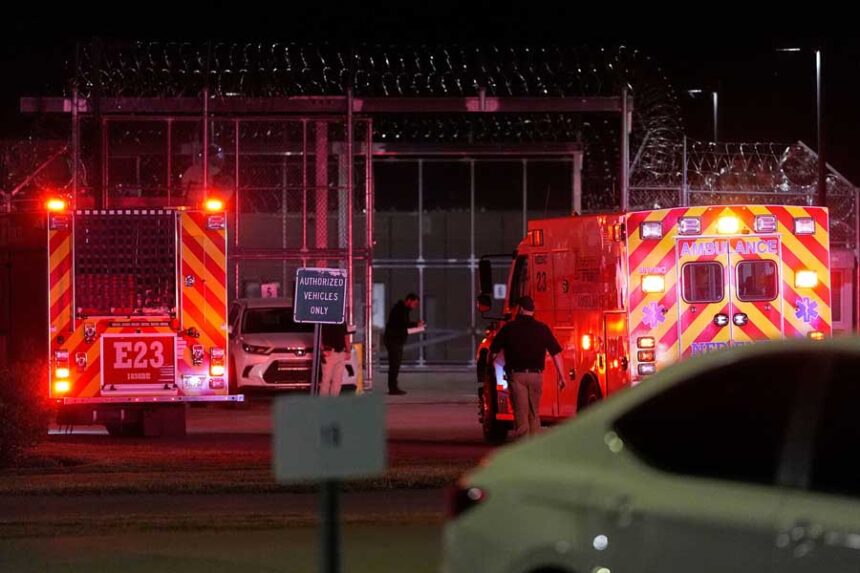 Emergency vehicles arrive at Riverbend Maximum Security Institution in Nashville after the execution of Christa Pike was halted on September 30, 2026.
