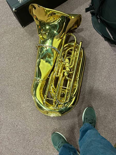 A damaged musical instrument.