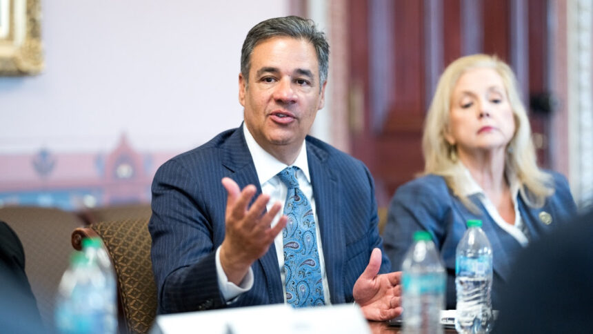Idaho Attorney General Raúl Labrador participates in a May 2026 National Police Week roundtable at the Eisenhower Executive Office Building in Washington, D.C., alongside Acting Attorney General Todd Blanche, FBI Director Kash Patel and other officials. (Photo courtesy of the Idaho Attorney General’s Office)