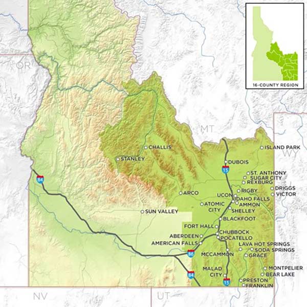 Coverage area for Regional Economic Development for Eastern Idaho. | Courtesy photo