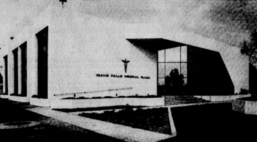 The new Idaho Falls Medical Plaza located across from Idaho Falls Hospital on Memorial Drive houses seven practicing orthopedic surgeons. The modern, functional, two-story complex contains 23,000 square feet. Caption dated Oct. 18, 2026.
