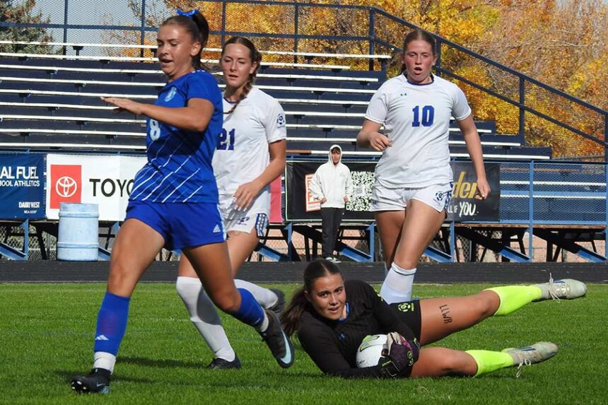 Preston girls soccer Claira Smith makes the save