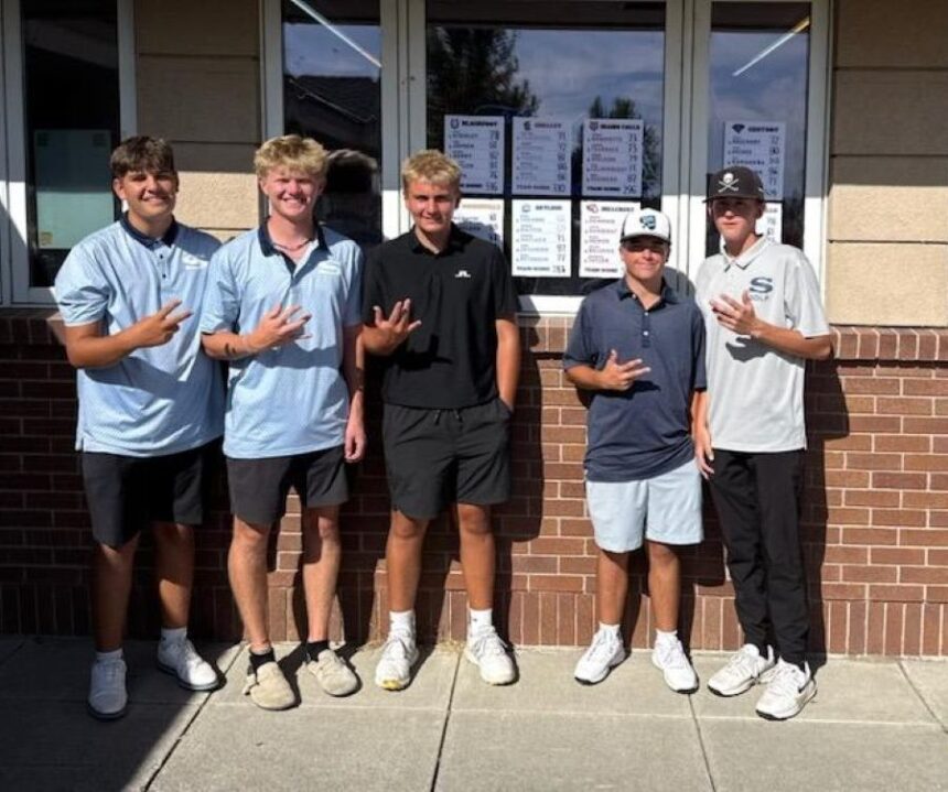 The Skyline boys golf team shot a school-record 283 to win the regional tournament. | Courtesy photo.