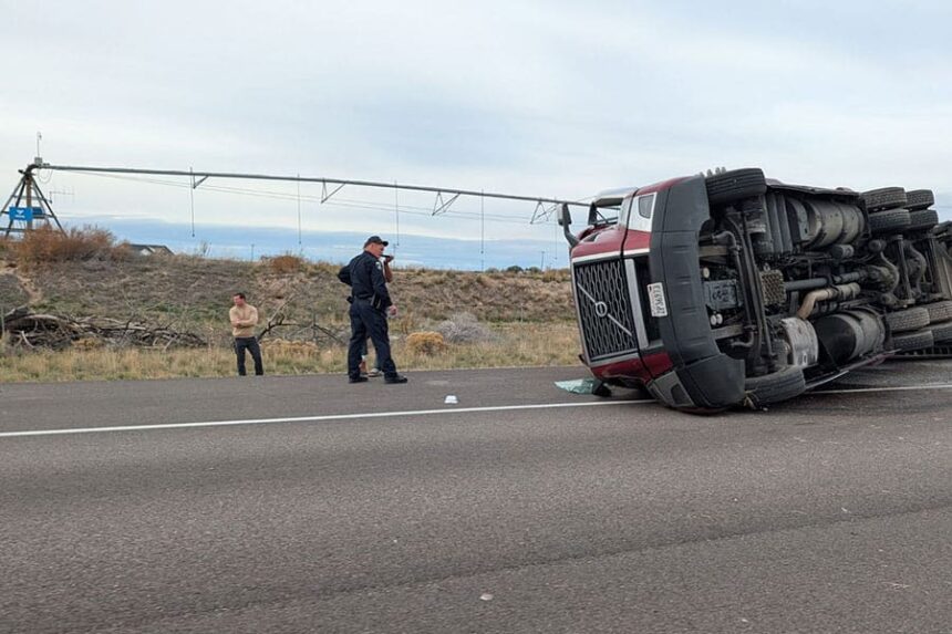overturned semi-truck