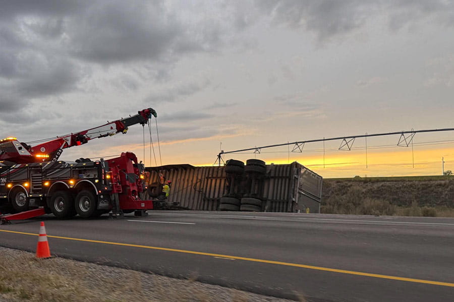 overturned semi-truck
