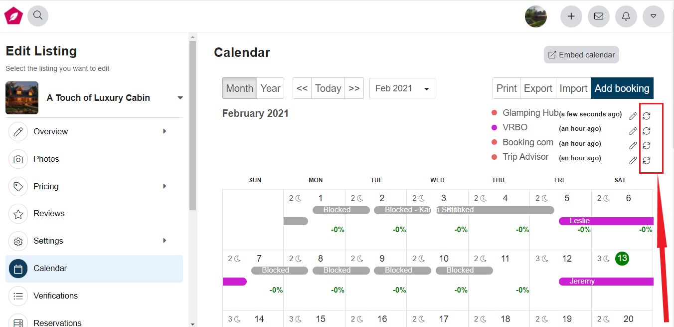 What is a calendar hard sync or manual sync?